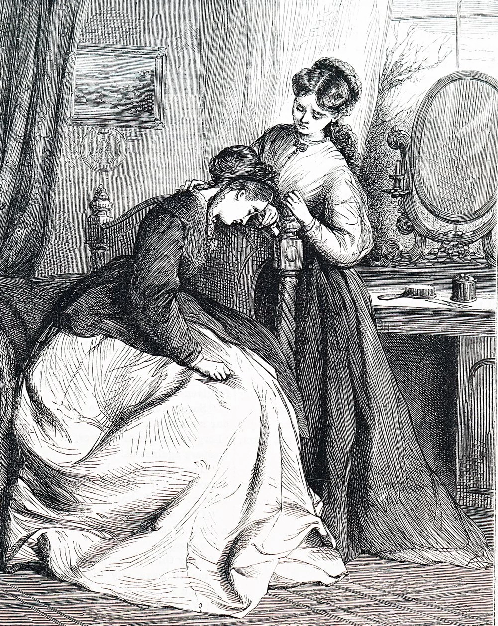 Una sorella maggiore che conforta la sorella minore